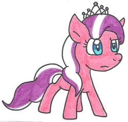 Size: 601x578 | Tagged: safe, artist:cmara, diamond tiara, earth pony, pony, g4, female, filly, foal, jewelry, simple background, solo, tiara, traditional art, white background