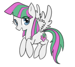 Size: 409x370 | Tagged: safe, artist:khayura, blossomforth, g4, female, flying, simple background, solo