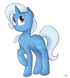 Size: 1280x1422 | Tagged: safe, artist:artsysparks, trixie, pony, unicorn, g4, female, mare, raised hoof, simple background, smiling, solo