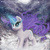 Size: 3000x3000 | Tagged: safe, artist:plotcore, rarity, pony, unicorn, g4, female, glowing horn, high res, horn, lidded eyes, looking at you, magic, mare, messy mane, smiling, smirk, snow, snowfall, solo, wind, windswept mane, winter