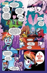 Size: 995x1529 | Tagged: safe, artist:brenda hickey, idw, decepticolt, goldcap, rainbow dash, twilight sparkle, zappityhoof, alicorn, pony, unicorn, friends forever #25, g4, my little pony: friends forever, spoiler:comic, amputee, comic, female, male, mare, preview, stallion, stitches, that pony sure does love wings, twilight sparkle (alicorn), wingless, wings, you know for kids