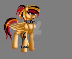 Size: 1024x853 | Tagged: safe, artist:beatrizflandes, oc, oc only, oc:fire dash, collar, solo, watermark