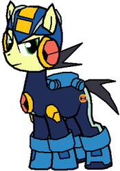 Size: 275x393 | Tagged: source needed, safe, artist:krisispiss, pony, mega man (series), megaman battle network, megaman.exe, ponified, simple background, solo, white background