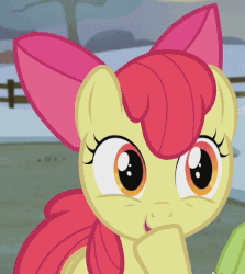 Size: 500x560 | Tagged: safe, edit, edited screencap, screencap, apple bloom, earth pony, pony, g4, hearthbreakers, adorabloom, animated, apple bloom's bow, bow, cute, female, giggling, hair bow, laughing
