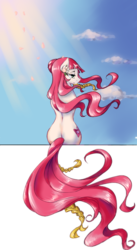 Size: 599x1091 | Tagged: safe, artist:cassiel, oc, oc only, earth pony, pony, semi-anthro, back, butt, cherry blossoms, cloud, crepuscular rays, crying, flower, flower in hair, frown, long mane, long tail, plot, sad, simple background, sitting, solo, transparent background, windswept mane