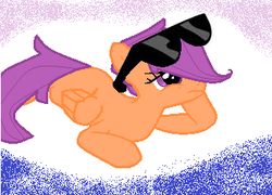 Size: 333x240 | Tagged: safe, artist:candyrox1, scootaloo, g4, female, solo, sunglasses, trace