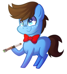 Size: 1662x1823 | Tagged: safe, artist:drawntildawn, pony, bowtie, chibi, doctor who, eleventh doctor, ponified, solo, sonic screwdriver