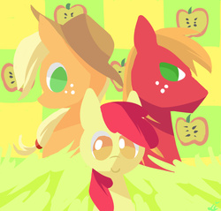 Size: 1380x1320 | Tagged: safe, artist:luna77899, apple bloom, applejack, big macintosh, earth pony, pony, g4, apple family, female, filly, foal, male, mare, stallion