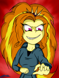 Size: 2500x3333 | Tagged: safe, artist:jabbie64, adagio dazzle, equestria girls, g4, clothes, evil smile, female, fingers, grin, high res, hoodie, solo