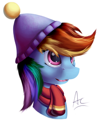 Size: 1280x1537 | Tagged: safe, artist:ac-whiteraven, rainbow dash, pony, g4, clothes, female, scarf, solo
