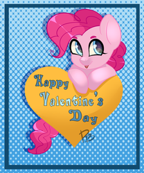 Size: 2491x3000 | Tagged: safe, artist:hfinder, pinkie pie, g4, female, heart eyes, high res, solo, tongue out, valentine's day, wingding eyes