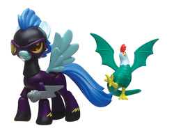 Size: 3000x2295 | Tagged: safe, cockatrice, pegasus, pony, official, bat-winged chicken, figure, guardians of harmony, high res, shadowbolts, simple background, toy, white background