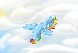 Size: 1350x910 | Tagged: safe, artist:peachykat, rainbow dash, g4, cute, female, flying, solo