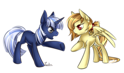 Size: 1024x602 | Tagged: safe, artist:moenkin, oc, oc only, oc:alice goldenfeather, oc:silverlay, original species, umbra pony, argument, simple background, spread wings, transparent background
