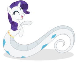 Size: 2000x1600 | Tagged: safe, artist:elsdrake, rarity, lamia, original species, snake, g4, ^^, cute, eyes closed, female, lamity, raribetes, simple background, snakepony, solo, species swap, transparent background, vector