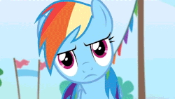 Size: 580x326 | Tagged: safe, rainbow dash, pony, g4, rainbow falls, animated, female, floppy ears, looking up, open mouth, solo