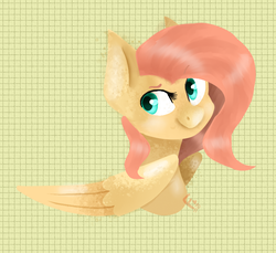 Size: 768x704 | Tagged: safe, artist:frozzie5star, fluttershy, g4, bust, female, folded wings, graph paper, lineless, looking at you, portrait, solo, turned head