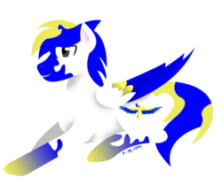 Size: 2364x1964 | Tagged: safe, artist:luperpony13, oc, oc only, oc:dairon dash, original species, commission, solo, splatter, splatterpony