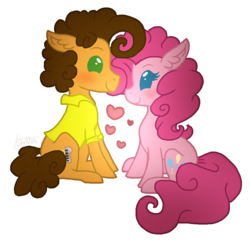 Size: 935x909 | Tagged: safe, artist:monnarcha, cheese sandwich, pinkie pie, g4, female, heart, hearts and hooves day, male, ship:cheesepie, shipping, simple background, straight, transparent background