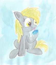 Size: 4120x4717 | Tagged: safe, derpy hooves, pegasus, pony, g4, absurd resolution, female, food, jelly, mare, solo, traditional art, watercolor painting