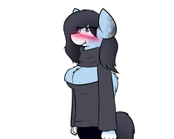 Size: 1280x1024 | Tagged: dead source, safe, artist:nom-sympony, oc, oc only, oc:pepper dust, pegasus, anthro, blushing, clothes, open-chest sweater, sweater