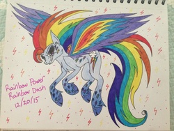 Size: 1024x768 | Tagged: safe, artist:kawaiiponeoverlord, rainbow dash, g4, female, rainbow power, solo, traditional art