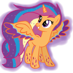 Size: 643x643 | Tagged: safe, artist:detoxx-retoxx, scootaloo, alicorn, pony, g4, female, race swap, rainbow power, rainbow power-ified, scootacorn, solo