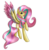 Size: 3301x3336 | Tagged: safe, artist:midfire, fluttershy, g4, colored wings, female, high res, rainbow power, raised hoof, simple background, solo, spread wings, transparent background