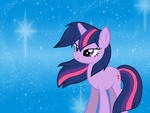 Size: 2592x1944 | Tagged: safe, artist:miesmauz, twilight sparkle, pony, unicorn, g4, bedroom eyes, blue background, female, simple background, smirk, solo, stars, windswept mane