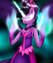 Size: 2500x3000 | Tagged: safe, artist:midfire, sci-twi, twilight sparkle, anthro, equestria girls, g4, my little pony equestria girls: friendship games, arm hooves, equestria girls ponified, female, high res, midnight sparkle, ponified, solo