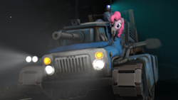 Size: 2090x1175 | Tagged: safe, artist:cykablyatcomrad, pinkie pie, g4, 3d, gaz 53, source filmmaker, tank (vehicle), truck