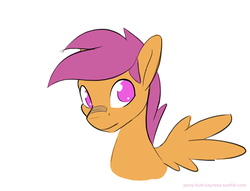 Size: 900x688 | Tagged: safe, artist:kuri_art, scootaloo, g4, bandage, female, simple background, solo, white background