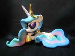 Size: 4320x3240 | Tagged: safe, artist:earthenpony, princess celestia, g4, customized toy, deal with it, irl, photo, sculpey, sculpture, solo, sunglasses