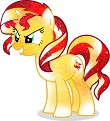 Size: 854x935 | Tagged: safe, artist:digiradiance, artist:vector-brony, sunset shimmer, pony, unicorn, g4, female, galaxy, simple background, solo, transparent background, vector
