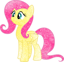 Size: 912x876 | Tagged: safe, artist:digiradiance, artist:mortris, fluttershy, g4, female, folded wings, galaxy, looking at something, simple background, solo, standing, transparent background, vector