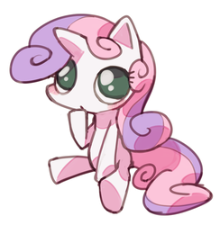 Size: 600x615 | Tagged: safe, artist:poym, sweetie belle, g4, :t, blushing, female, filly, foal, looking at you, nom, sitting, solo