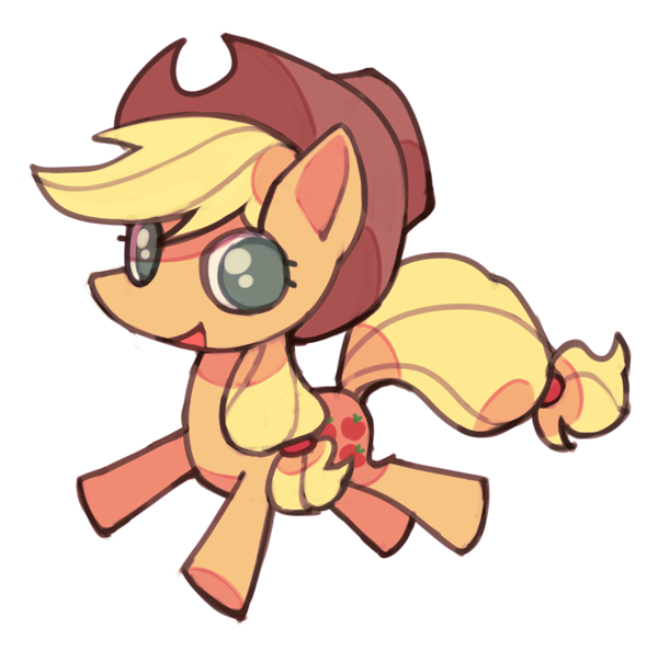 #1085083 - safe, artist:poym, applejack, g4, female, happy, jumping ...