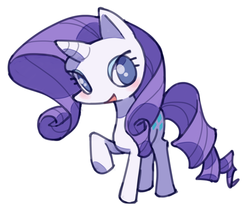 Size: 600x506 | Tagged: safe, artist:poym, rarity, g4, bedroom eyes, female, looking at you, open mouth, raised hoof, smiling, solo