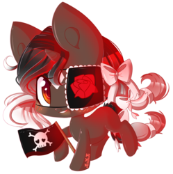 Size: 1024x1027 | Tagged: safe, artist:puffleduck, oc, oc only, bow, braid, chibi, cute, eyepatch, pirate