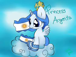 Size: 1024x768 | Tagged: safe, artist:htfjodi, oc, oc only, oc:princess argenta, argentina, nation ponies, ponified