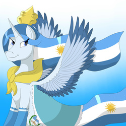 Size: 2300x2300 | Tagged: safe, artist:thebatfang, oc, oc only, oc:princess argenta, argentina, high res, nation ponies, ponified