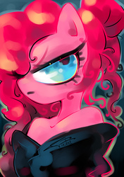 Size: 1000x1417 | Tagged: dead source, safe, artist:iopichio, pinkie pie, earth pony, anthro, g4, alternate hairstyle, female, solo