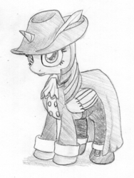 Size: 540x717 | Tagged: safe, artist:midwestbrony, twilight sparkle, alicorn, pony, g4, 4chan, cape, clothes, crossover, female, hat, mare, monochrome, red mage, solo, traditional art, twilight sparkle (alicorn)