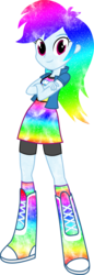 Size: 4209x12280 | Tagged: safe, artist:digiradiance, artist:starbolt-81, rainbow dash, equestria girls, g4, absurd file size, absurd resolution, crossed arms, female, galaxy, simple background, solo, transparent background, vector