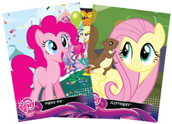 Size: 320x230 | Tagged: safe, enterplay, adagio dazzle, fluttershy, pinkie pie, squirrel, equestria girls, g4, my little pony equestria girls: rainbow rocks, official, hiding, merchandise, trading card, when you see it
