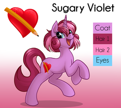 Size: 2828x2508 | Tagged: safe, artist:sugaryviolet, oc, oc only, oc:sugary violet, high res, reference sheet, standing, standing on one leg