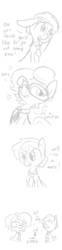 Size: 792x3168 | Tagged: safe, artist:tjpones, oc, oc only, pony, comic, doodle, gay, glasses, grayscale, hat, lies, male, monochrome, necktie, simple background, stars, what a twist, white background