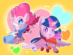 Size: 3200x2400 | Tagged: safe, artist:thegreatrouge, pinkie pie, twilight sparkle, alicorn, pony, g4, chibi, clothes, cosplay, costume, crossover, cute, diapinkes, female, high res, mare, papyrus (undertale), sans (undertale), sans pie, twiabetes, twilight sparkle (alicorn), undertale