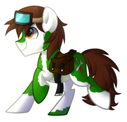Size: 1998x1920 | Tagged: safe, artist:drawntildawn, oc, oc only, coat markings, goggles, pinto, solo
