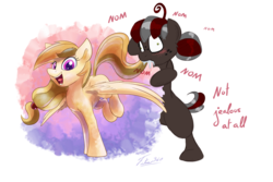 Size: 1500x1000 | Tagged: safe, artist:pimander1446, artist:tsitra360, oc, oc only, oc:alice goldenfeather, oc:squeaky pitch, blatant lies